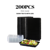 51430-Black Sushi Trays with Lids Plastic Sushi Containers Disposable Sushi Box(XXL)