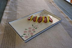 51180 - Pink Sakura 12" Rimmed Rectanglar Porcelain Serving Platter, 12/Case