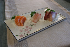 51181 - Pink Sakura 14" Rimmed Rectanglar Porcelain Serving Platter, 8/Case