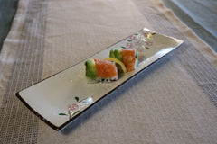 51175 - Pink Sakura 14" Rectanglar Porcelain Flat Plate, Sushi Plate, 16/Case