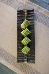 51053-霧面黑色陶瓷食物餐盤(13 1/2 x 4吋長方形盤),創意優雅設計,16個/箱