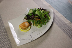 51244 - White Sakura 14" Sector Shape Porcelain Plate, Sushi Sashimi Plate, 12/Case