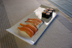 51242- White Sakura 14" Rectanglar Porcelain Flat Plate, Sushi Plate, 12/Case