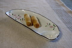 51182 - Pink Sakura 10.8" Porcelain Gyoza Dumpling Plate, 24/Case