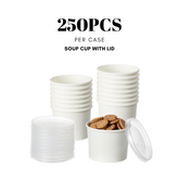 51388-DealbyBox Disposable Kraft Paper Soup Cups with Lids, Paper Food Containers, Ice Cream Cups, To Go Bowls for Hot and Cold Food Combo Pack (250 Sets,12oz)