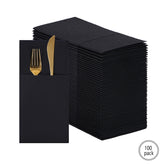 51135 - Linen Feel Napkins, 1/8 Prefolded, Black Disposable Airlaid Paper Napkins, 10Pack/Case