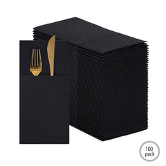 51135 - Linen Feel Napkins, 1/8 Prefolded, Black Disposable Airlaid Paper Napkins, 10Pack/Case