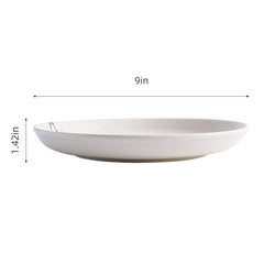 51247 - White Sakura 9" Diner Bowl, Shallow Bowl, Serving Plate, 16/Case