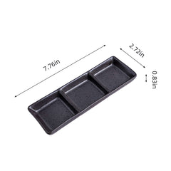 51213 - Dark Brown 7.8" Rectanglar Porcelain Soy Sauce Dish, 3 Compartment, 48/Case