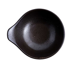 51211 - Dark Brown 4.25" Porcelain Dip Bowl, Soy Sauce Dish with Handle, 72/Case