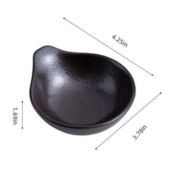51211 - Dark Brown 4.25" Porcelain Dip Bowl, Soy Sauce Dish with Handle, 72/Case