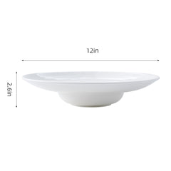 51133-Ceramic Pasta Bowl, White Shallow Bowl Plates, Rimmed Bowls with Rim 12"-12/Case