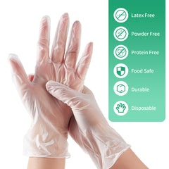 51017-Clear Vinyl Exam Gloves, Disposable Gloves, Cleaning Gloves (Large)-1000pcs/Case