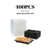 51419-Disposable Black Sushi Trays with Clear Lid Sushi Packaging Boxes Carry Out Containers(Small)