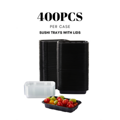51426-Black Sushi Trays with Lids Plastic Sushi Containers Disposable Sushi Box(S)