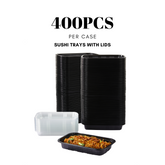 51427-Black Sushi Trays with Lids Plastic Sushi Containers Disposable Sushi Box(M)