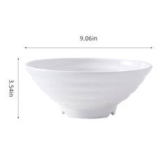 51144-V-Shape MELAMINE WHITE MATTE RIDGED NOODLE/RAMEN BOWL-20/Case