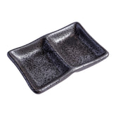 51214 - Dark Brown 5.25" Rectanglar Porcelain Soy Sauce Dish, 2 Compartment, 48/Case