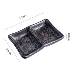 51214 - Dark Brown 5.25" Rectanglar Porcelain Soy Sauce Dish, 2 Compartment, 48/Case