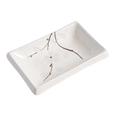 51245 - White Sakura 4" Rectanglar Porcelain Soy Sauce Dish, 72/Case