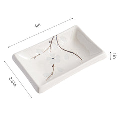 51245 - White Sakura 4" Rectanglar Porcelain Soy Sauce Dish, 72/Case