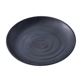 51087-MELAMINE BLACK MATTE RIPPLED ROUND PLATE-96/Case