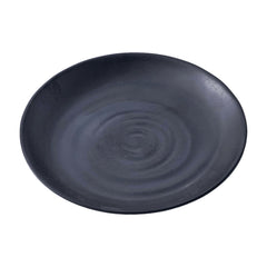 51087-MELAMINE BLACK MATTE RIPPLED ROUND PLATE-96/Case