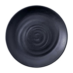 51087-MELAMINE BLACK MATTE RIPPLED ROUND PLATE-96/Case