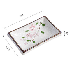 51191 - Pink Sakura 4" Rectanglar Porcelain Soy Sauce Dish, 72/Case
