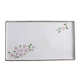 51181 - Pink Sakura 14" Rimmed Rectanglar Porcelain Serving Platter, 8/Case