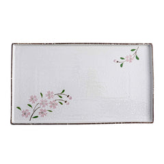 51181 - Pink Sakura 14" Rimmed Rectanglar Porcelain Serving Platter, 8/Case