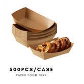 51382-Paper Food Trays Greaseproof, Heavy Duty Kraft Food Holders, Disposable Paper Food Boats(500pack,5LB)