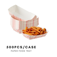 51375-Paper Food Trays Greaseproof, Heavy Duty Kraft Food Holders, Disposable Paper Food Boats, Red-Checkered(500pack,2-1/2LB)