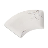 51244 - White Sakura 14" Sector Shape Porcelain Plate, Sushi Sashimi Plate, 12/Case