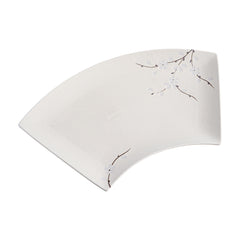 51244 - White Sakura 14" Sector Shape Porcelain Plate, Sushi Sashimi Plate, 12/Case