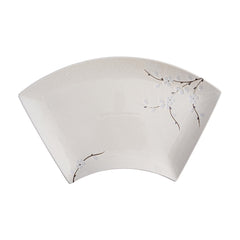 51244 - White Sakura 14" Sector Shape Porcelain Plate, Sushi Sashimi Plate, 12/Case