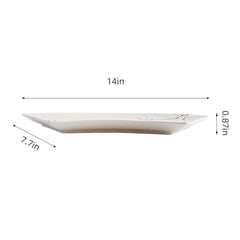 51244 - White Sakura 14" Sector Shape Porcelain Plate, Sushi Sashimi Plate, 12/Case