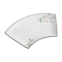 51186 - Pink Sakura 14" Sector Shape Porcelain Plate, Sushi Sashimi Plate, 12/Case