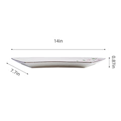 51186 - Pink Sakura 14" Sector Shape Porcelain Plate, Sushi Sashimi Plate, 12/Case