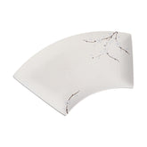 51243 - White Sakura 12" Sector Shape Porcelain Plate, Sushi Sashimi Plate, 16/Case