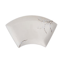 51243 - White Sakura 12" Sector Shape Porcelain Plate, Sushi Sashimi Plate, 16/Case
