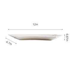 51243 - White Sakura 12" Sector Shape Porcelain Plate, Sushi Sashimi Plate, 16/Case