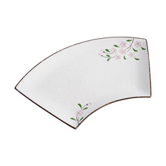 51185 - Pink Sakura 12" Sector Shape Porcelain Plate, Sushi Sashimi Plate, 16/Case
