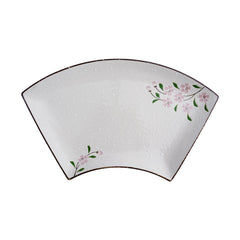 51185 - Pink Sakura 12" Sector Shape Porcelain Plate, Sushi Sashimi Plate, 16/Case
