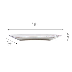 51185 - Pink Sakura 12" Sector Shape Porcelain Plate, Sushi Sashimi Plate, 16/Case