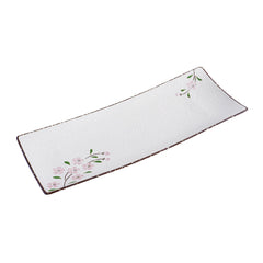 51179- Pink Sakura 14" Rectanglar Porcelain Flat Plate, Sushi Plate, 12/Case