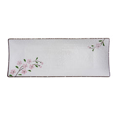 51179- Pink Sakura 14" Rectanglar Porcelain Flat Plate, Sushi Plate, 12/Case
