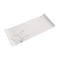 51241- White Sakura 12" Rectanglar Porcelain Flat Plate, Sushi Plate, 16/Case
