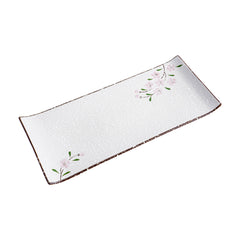 51183- Pink Sakura 12" Rectanglar Porcelain Flat Plate, Sushi Plate, 16/Case
