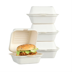51437-500 Pack Natural Bagasse Fiber Disposable Food Storage Container